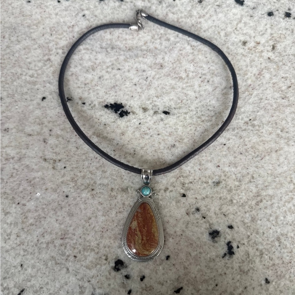 Brown and Turquoise Pendant Necklace
